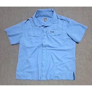 Hook & Tackle Shirt Mens 2XL Light Blue Fishing‎ Short Sleeve Utility Pockets